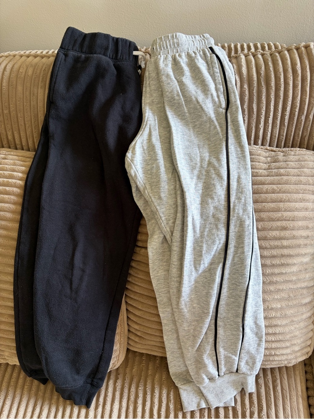 Kids Black and Light Gray Jogger Pants - Soft Elastic Waist